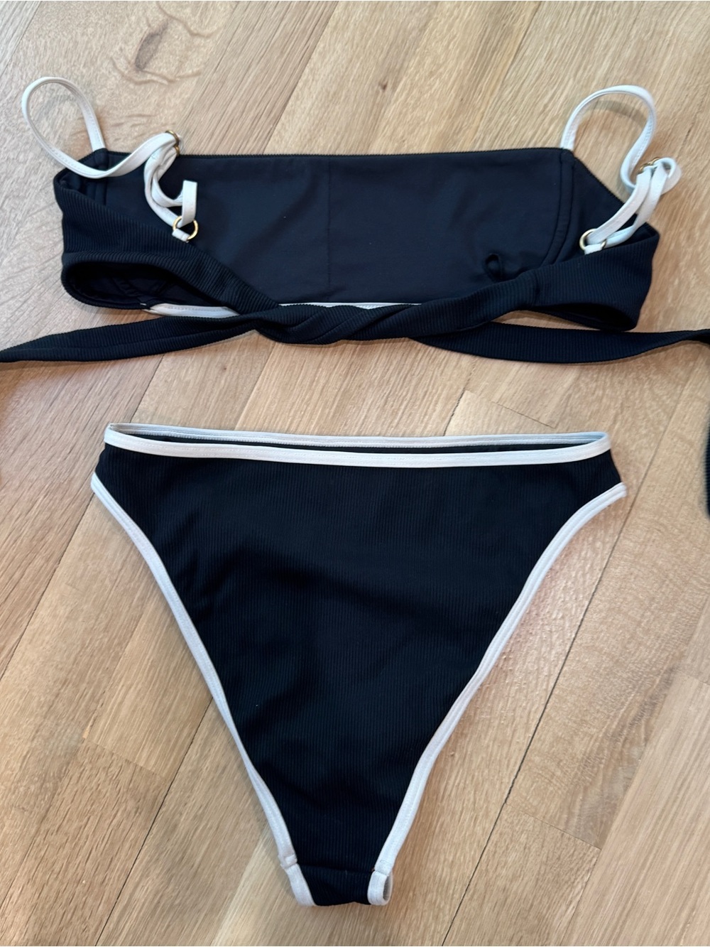 Black Bikini Set with White Trim - Picture 4 of 6